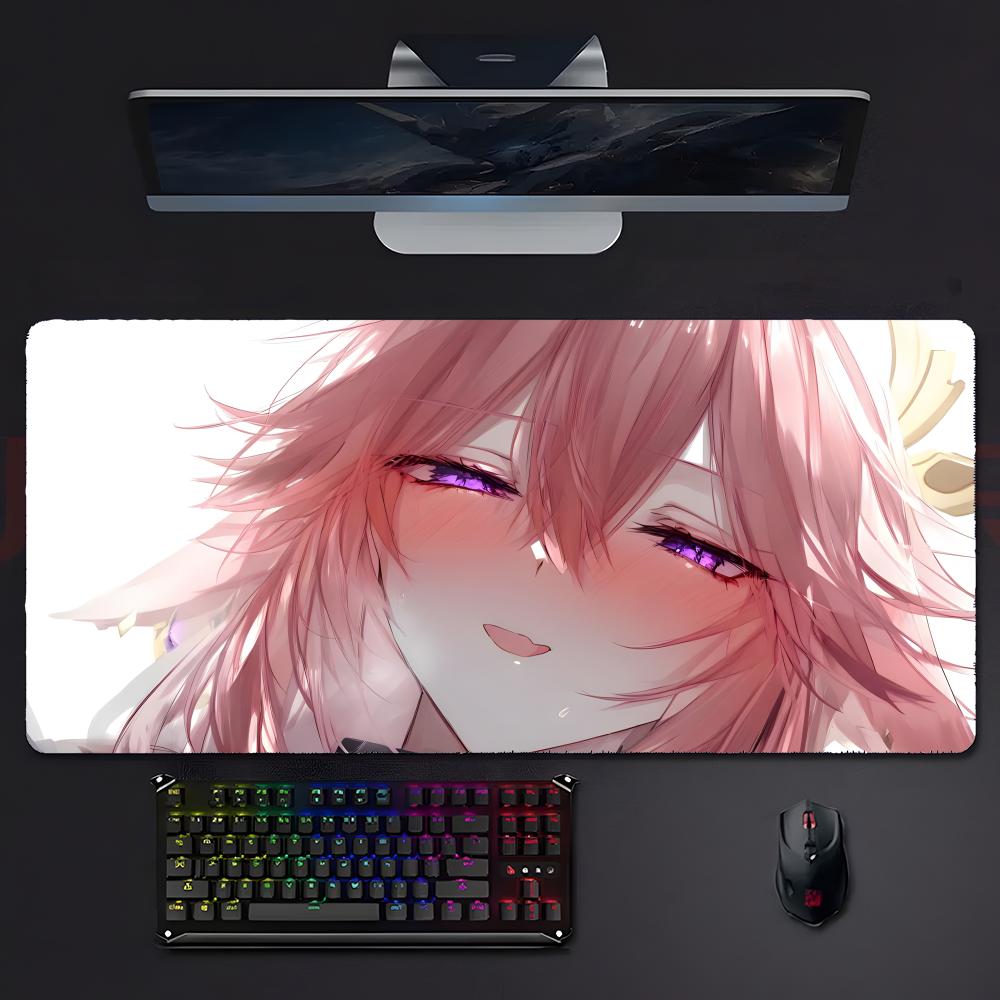 Gaming Keyboard Half - アニメマウスパッド ゲーマーXXLキーボードテーブルマット ピンクの狐耳 ハーフリッドアイ アニメガール マルチシーン
