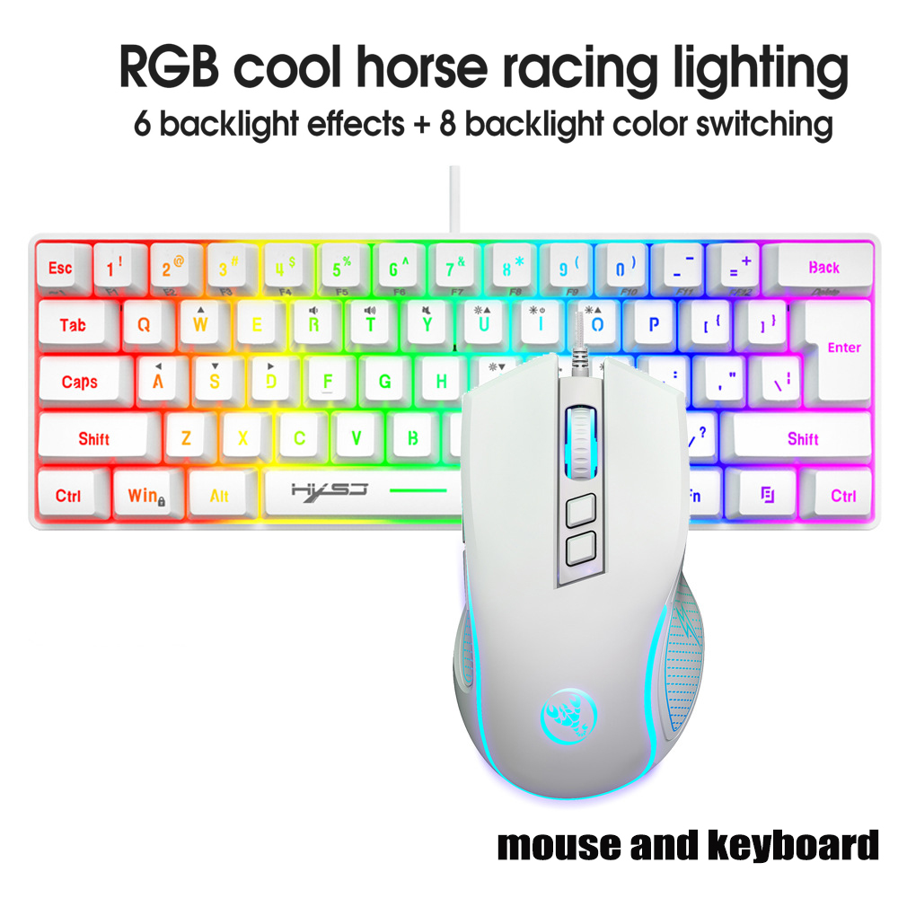 Gaming Keyboard Mouse Combo - キーボードとマウスのセット、ゲーマー向けキーボードコンボ、60%PCキーボード（白）、ゲーミングキーボードとマウスのセット、お得なキーボードとマウスのセット