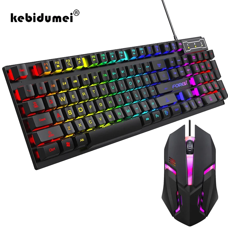 Keyboard Mouse Bundle Gaming - 104 キーバックライト付きメカニカルキーボード有線ゲーミングキーボード防水発光キーボードとマウスセットゲーマー PC ラップトップオフィス用