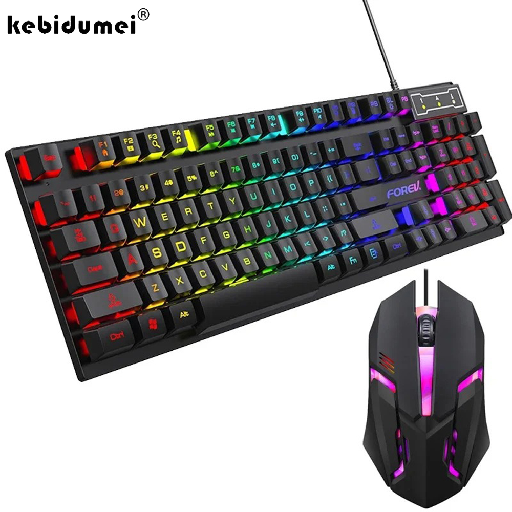 Keyboard Mouse Bundle Gaming - Kebidumei 104 キーバックライト付きメカニカルキーボード有線ゲーミングキーボード発光キーボードとマウスセットゲーマー PC ラップトップオフィス用