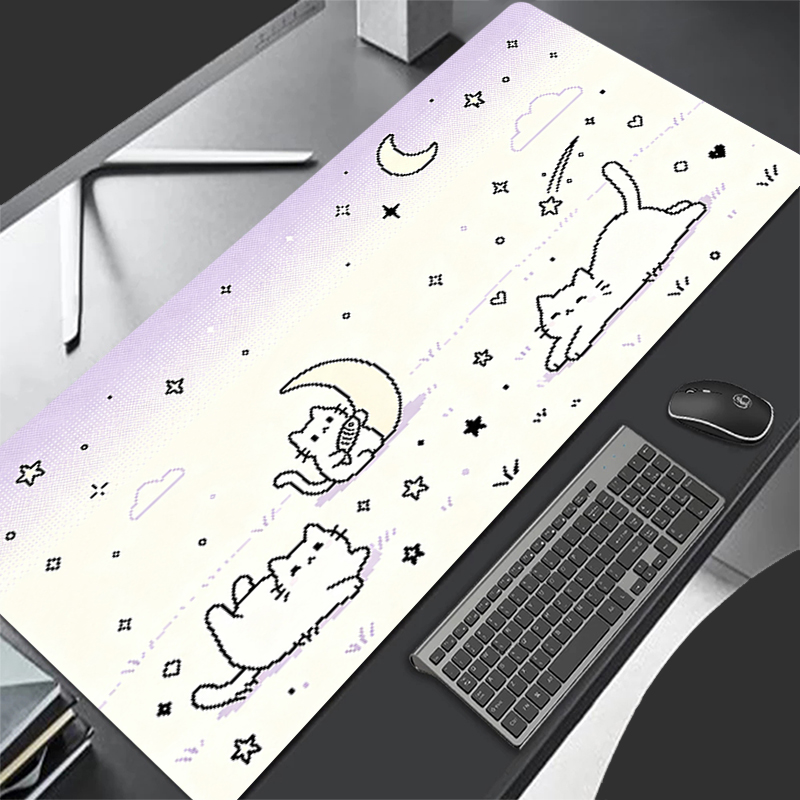 Gaming Keyboard Esports - 低画素漫画マウスパッドノートブック拡張デスクマットゴム製ゲーマーパッドかわいい猫キーボードラグ滑り止めeスポーツゲーミングマウスパッド