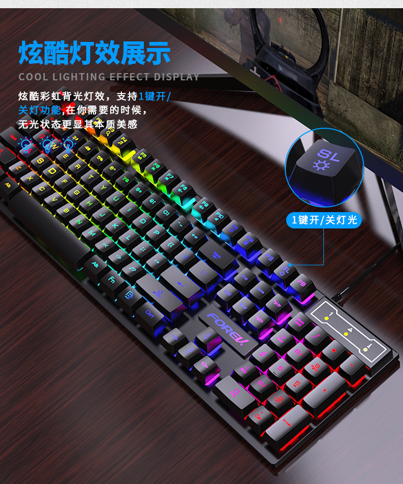 Keyboard Mouse Bundle Gaming - 104キー バックライト付きメカニカルキーボード 有線ゲーミングキーボード 防水発光キーボードとマウスセット ゲーマー向け PC