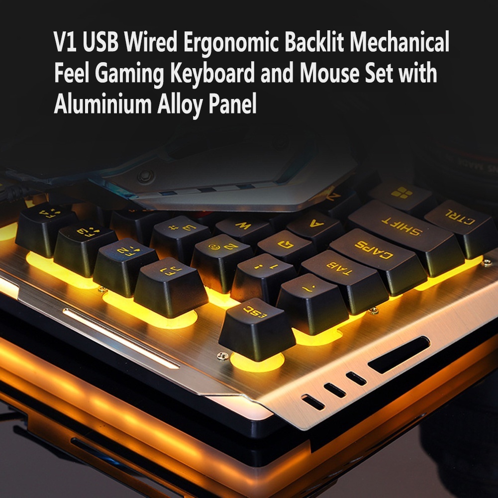 V1 USB 有線メカニカルゲーミングキーボードとマウスのコ - Gaming Keyboard Mouse Combo のレビューと価格