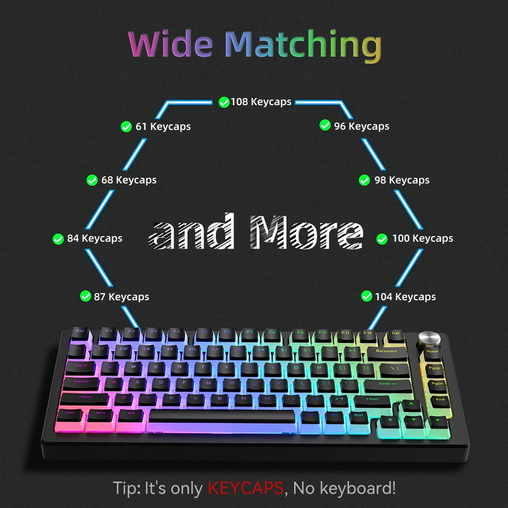 新しいプリンPBTキーキャップ 129キー ダブルショット  - Gaming Keyboard Mouse Combo のレビューと価格