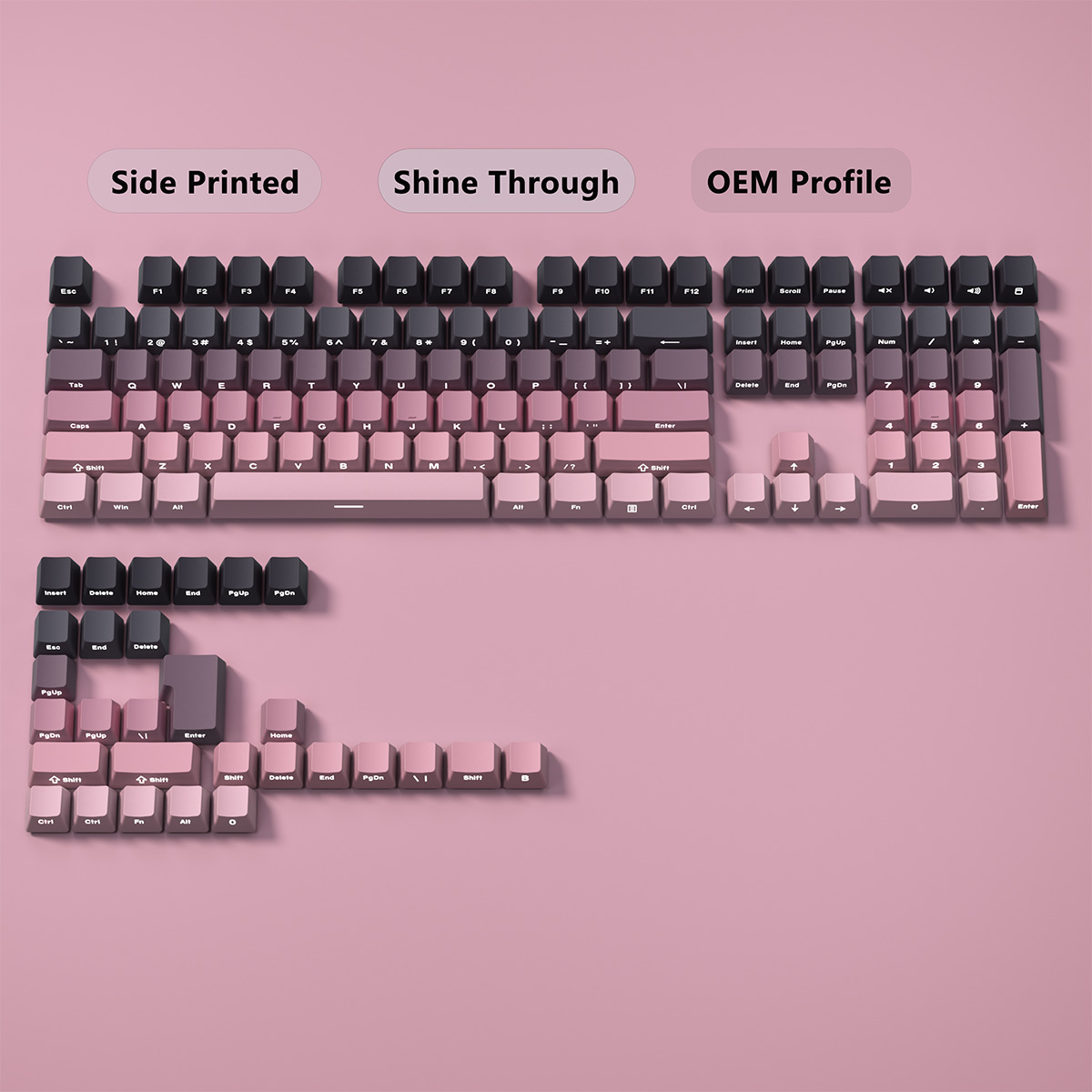 グラデーションキーキャップ サイドプリント シャインスルー  - Gaming Keyboard Typewriter のレビューと価格