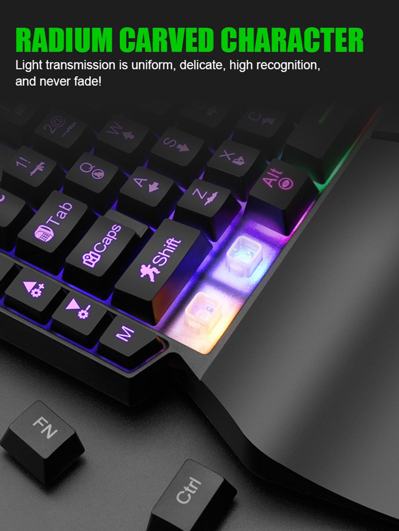 メカニカル片手ライトゲーミング有線キーボード、ラジウム刻印文 - Gaming Keyboard Half のレビューと価格