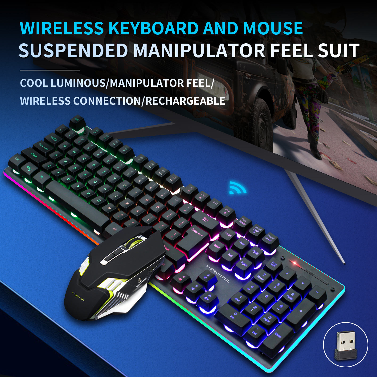 104キーRGBワイヤレスUSB充電式ゲーミングメカニカルキ - Gaming Keyboard And Mouse Combo のレビューと価格