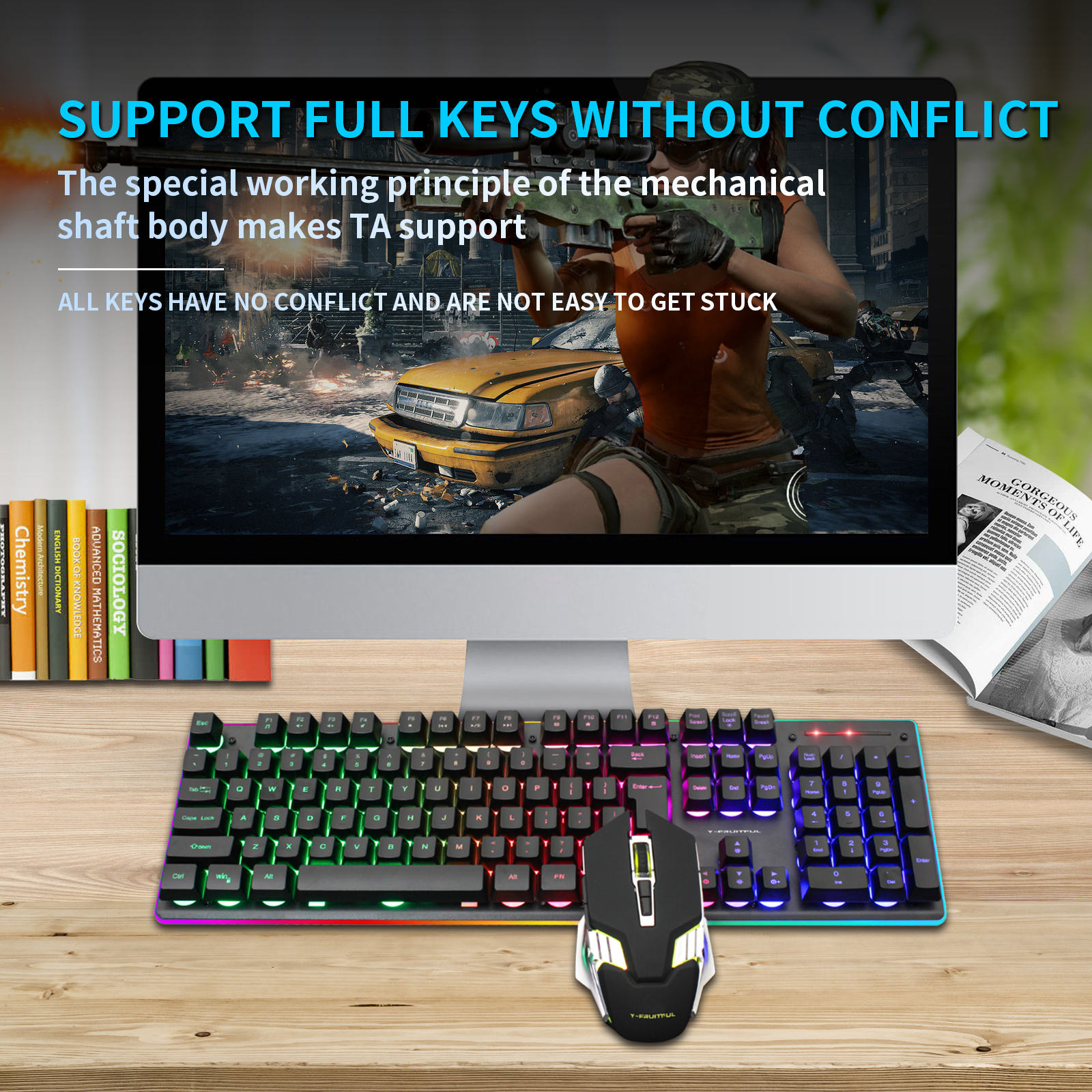 104キーRGBワイヤレスUSB充電式ゲーミングメカニカルキ - Gaming Keyboard And Mouse Combo のレビューと価格