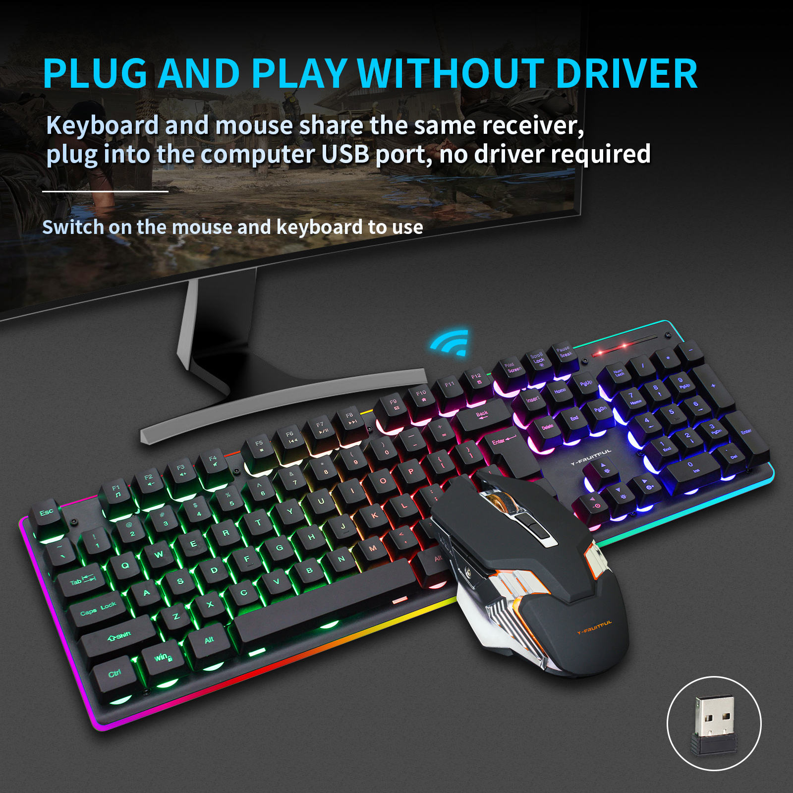 104キーRGBワイヤレスUSB充電式ゲーミングメカニカルキ - Gaming Keyboard And Mouse Combo のレビューと価格