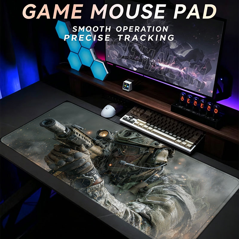 大型マウスパッド 戦場兵士銃柄 ラバーゲーミングデスクマット - Gaming Keyboard En Mouse のレビューと価格