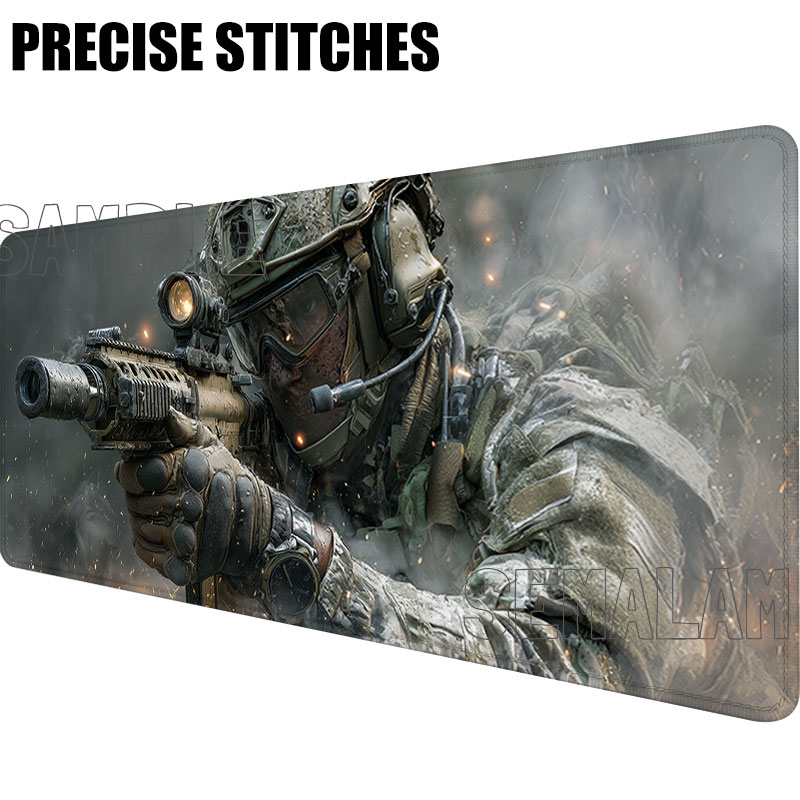 大型マウスパッド 戦場兵士銃柄 ラバーゲーミングデスクマット - Gaming Keyboard En Mouse のレビューと価格