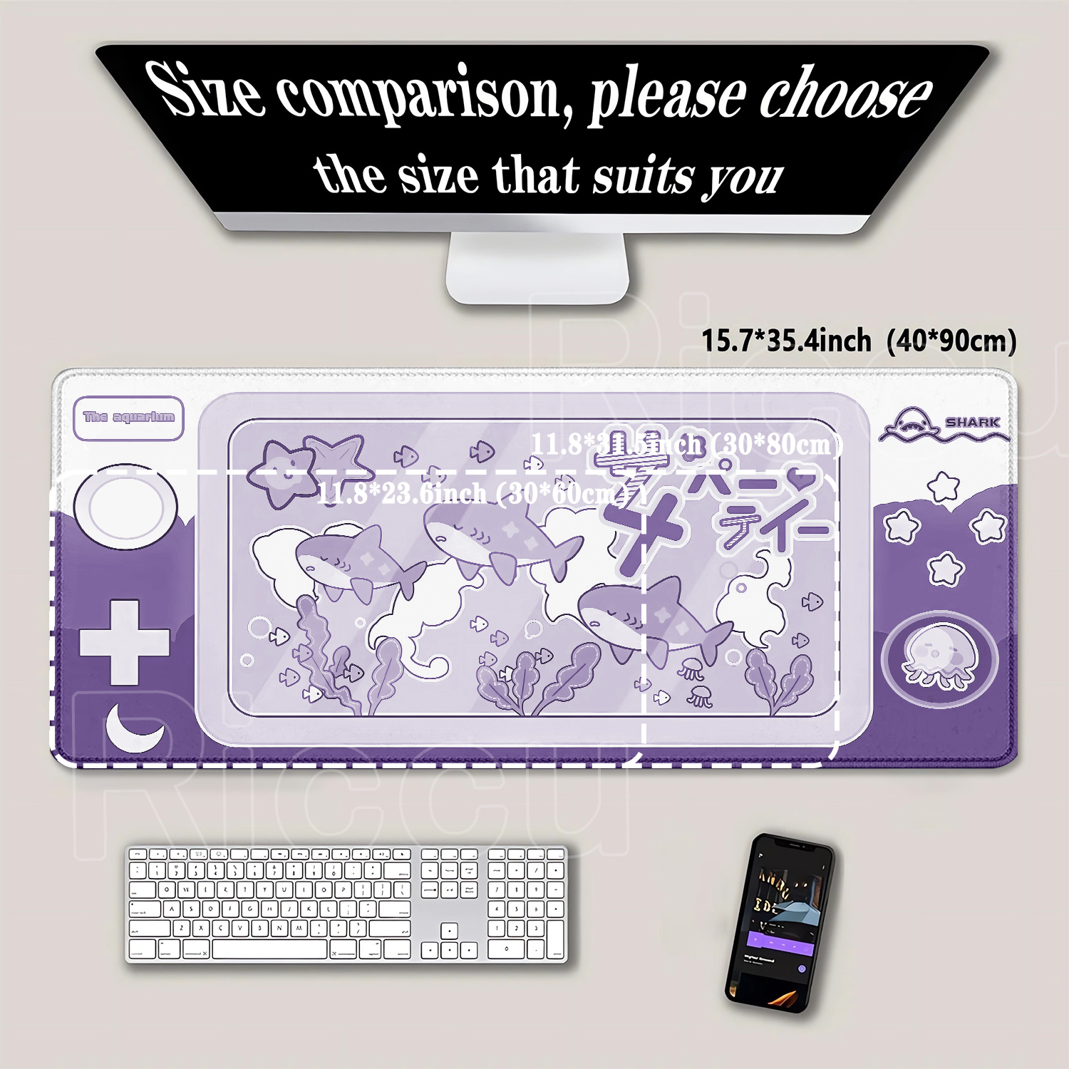 マウスパッド 可愛いサメパーティーのテーマ 滑り止めゴムベー - Gaming Keyboard En Mouse のレビューと価格